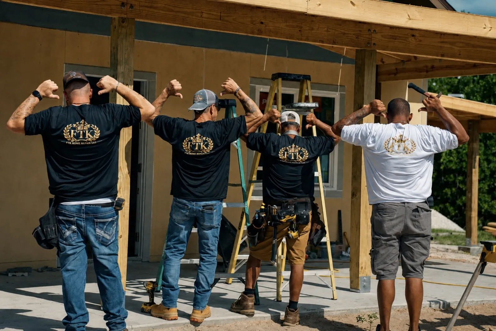 FTK Home Repair team in Lake Wales, FL · crew wearing the FTK crest